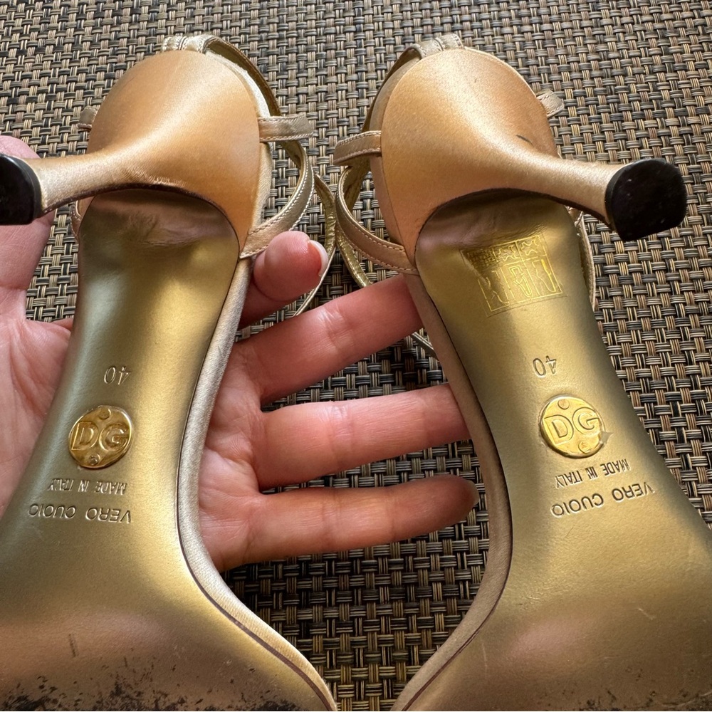 Dolce & Gabbana Gold Crystal Embellished Heels - Picture 8 of 9